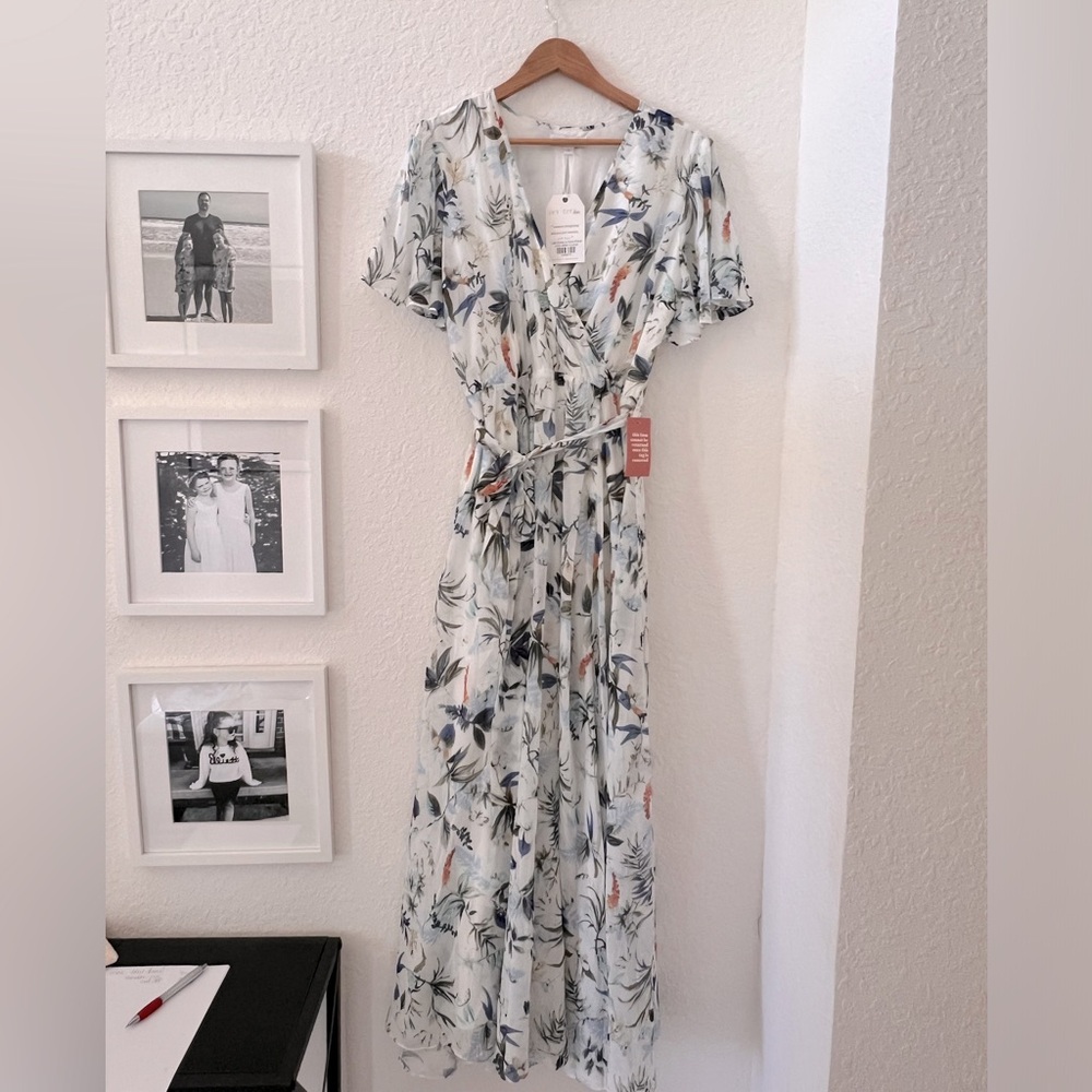 Ivy City Co ivory and blue floral dress